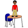 He+is+standing+on+the+table. Picture