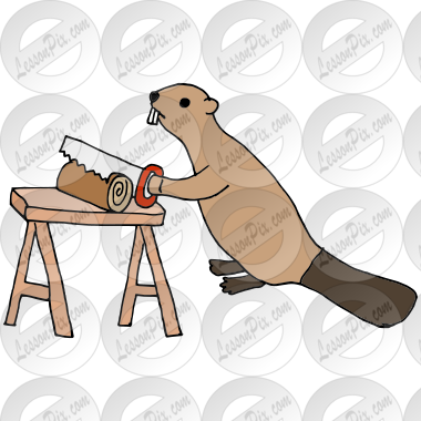 Beaver Sawing Wood Picture