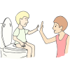I will sit on the toilet. Now I am ready to do a pee or poo! Mommy or Daddy will stay with me.