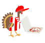 Turkey dressed as a pizza guy