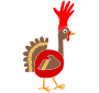 Turkey dressed as a rooster
