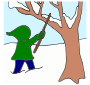 Hit a tree with a stick