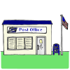 The American flag flies in front of post offices.  Picture