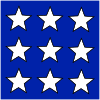 The American flag has 50 white stars on a blue background.  Picture