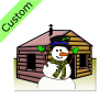 snowman+in+front+of+the+cabin Picture