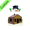 Snowman+behind+the+cabin Picture
