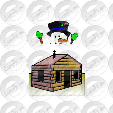Snowman behind the cabin Picture