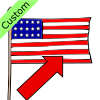 The American flag has 13 red and white stripes.  Picture